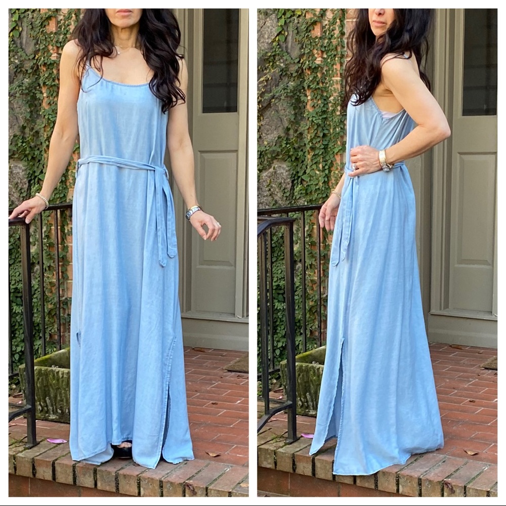 27 ✨MADE IN ITALY✨Sleeveless belted Jean maxi dress - Picture 5 of 6
